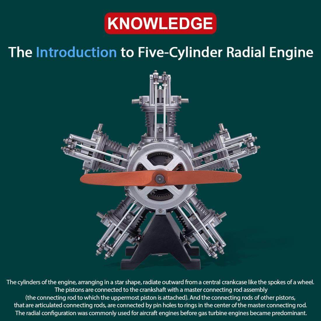 TECHING DIY 5 Cylinder Electric Mechanical Aircraft Radial Engine Model Kits