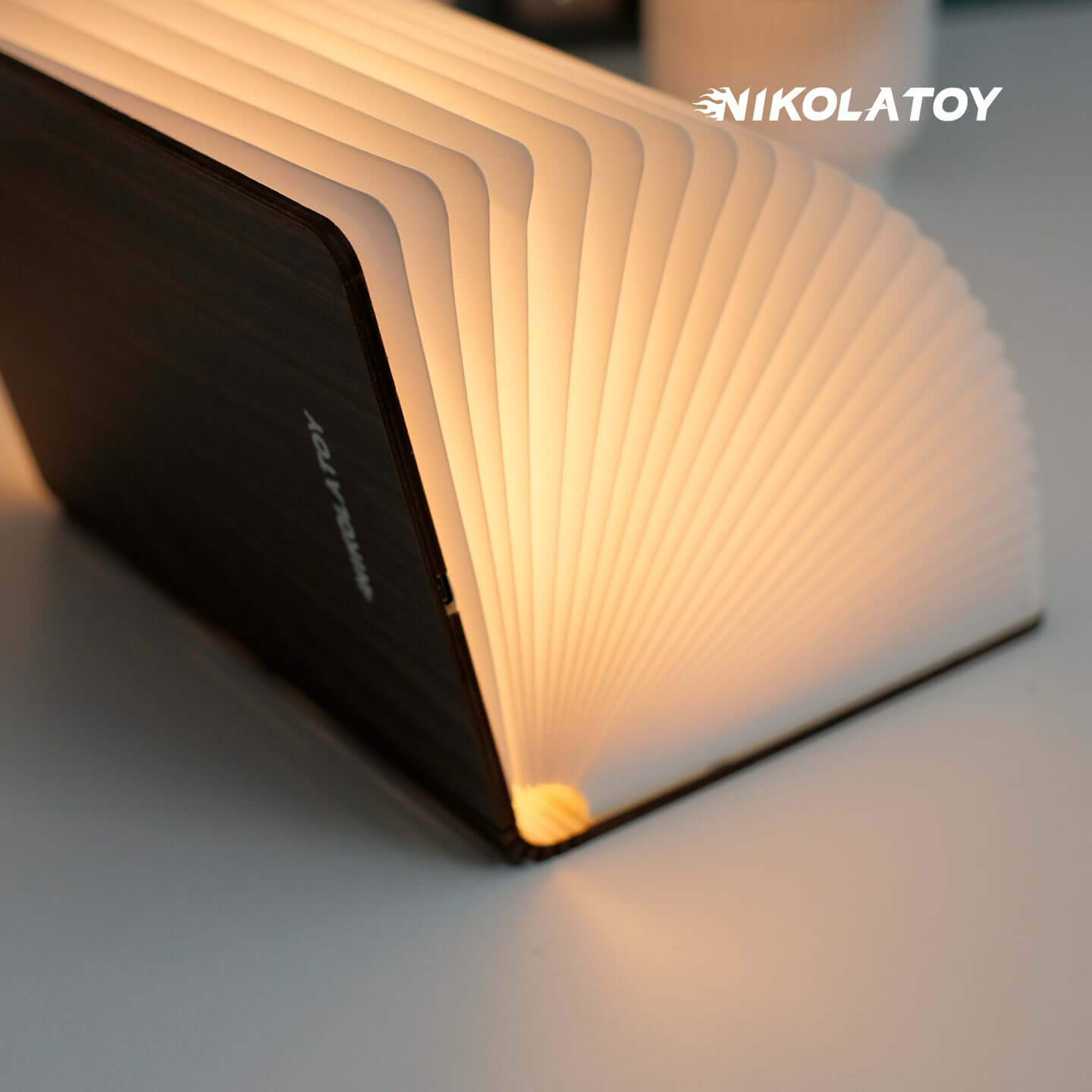 Black Walnut Folding Book Magnetic Night Light