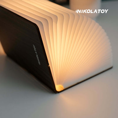 Black Walnut Folding Book Magnetic Night Light