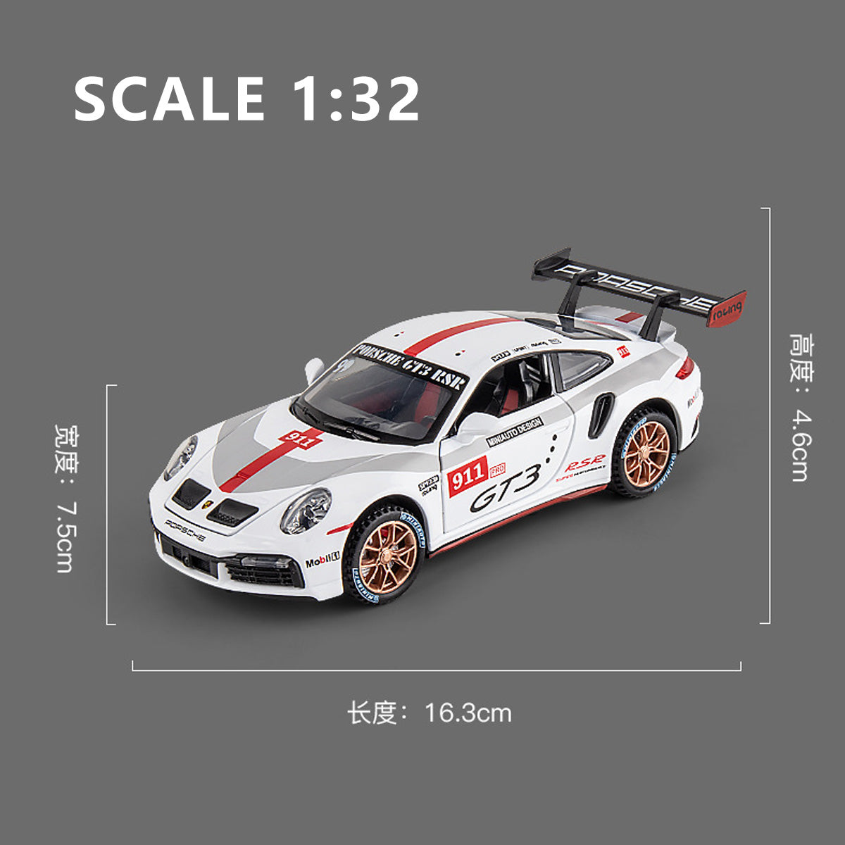 NIKOLATOY Alloy 1/32 Porsche 911 Track Edition Model Car - Nikola Toy