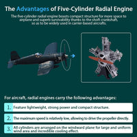 TECHING DIY 5 Cylinder Electric Mechanical Aircraft Radial Engine Model Kits - Nikola Toy