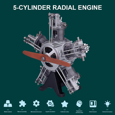 TECHING DIY 5 Cylinder Electric Mechanical Aircraft Radial Engine Model Kits