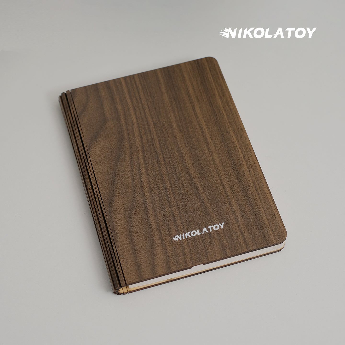 NIKOLATOY®Black walnut folding book magnetic night light