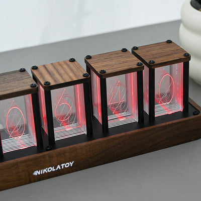 Creative Retro Walnut Wood RGB Glow Tube Clock