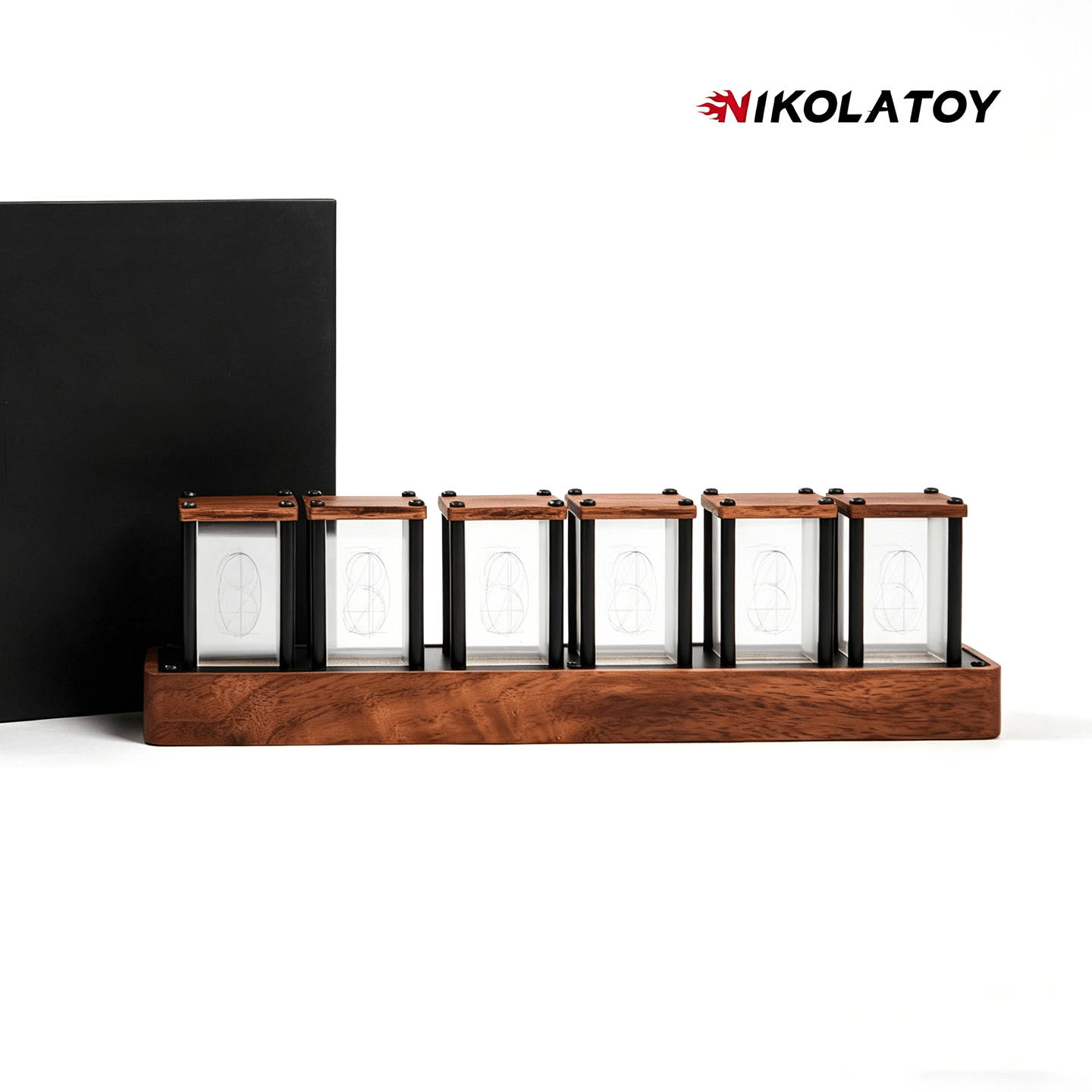 Creative Retro Walnut Wood RGB Glow Tube Clock