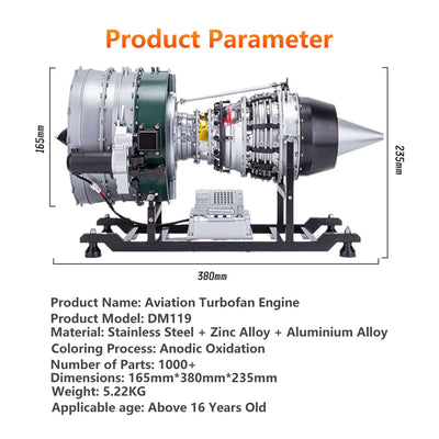 TECHING Large Size Turbofan Engine Model - DIY KIT（15In）