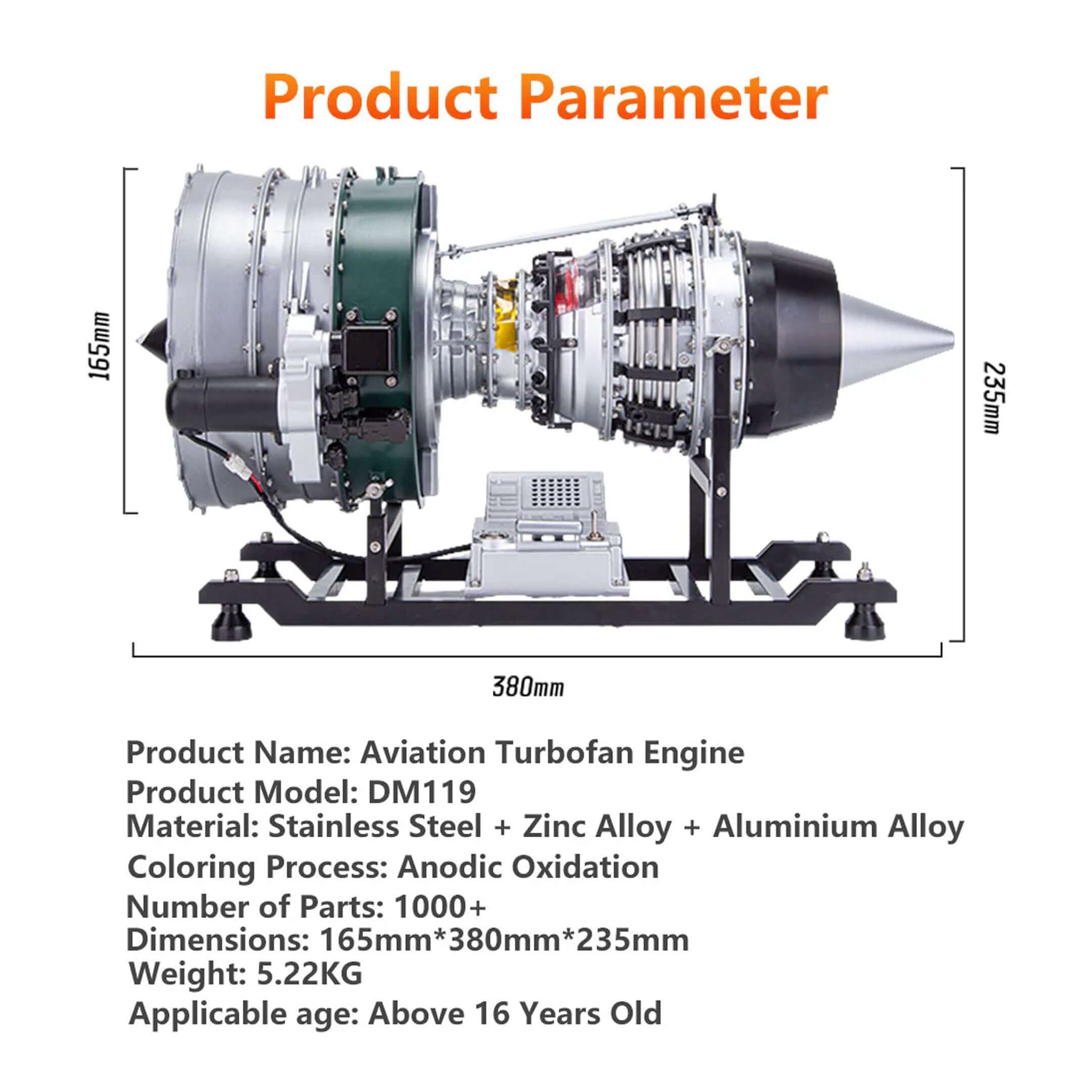 TECHING Large Size Turbofan Engine Model - DIY KIT（15In）