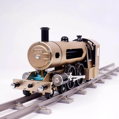 TECHING Engine Steam Train Model With Pathway Full Aluminum Alloy Model Kits